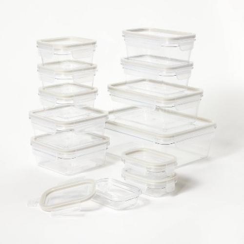 24pc (set of 12) Plastic Food Storage Container Set with Lids Clear - Figmint™
