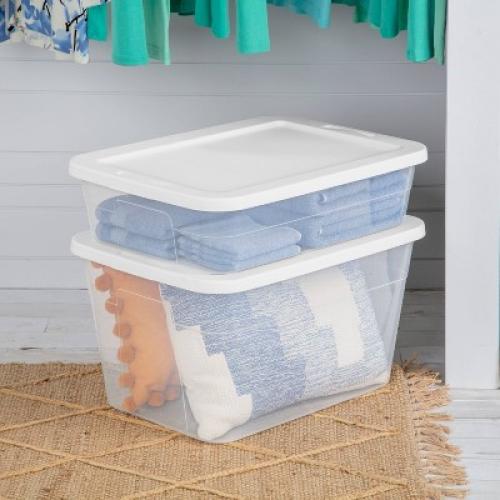 28qt Clear Under Bed Storage Box White - Room Essentials™ ( Pack w/ 10 units)