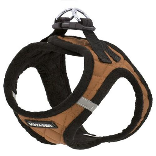 Voyager Step-In Plush Dog Harness for Small and Medium Dogs, Quilted Plush, Beige, L