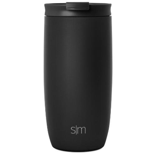 Simple Modern Voyager 16oz Stainless Steel Travel Mug with Insulated Flip Lid Powder Coat Black: Coffee Tumbler, Hand Wash