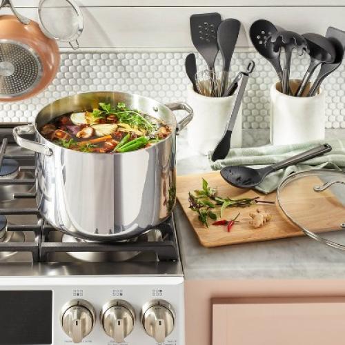 12qt Stainless Steel Stock Pot Silver - Figmint™ ‼️one stain and a little scratch ‼️