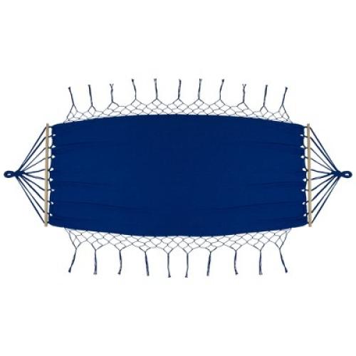 Northlight Hammock with Netted Fringe and Wooden Bars - 100 x 41 - Blue