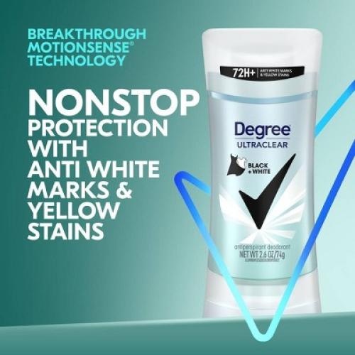 Degree UltraClear Antiperspirant Deodorant Black White Anti White Marks and Yellow Stains - 2.6oz