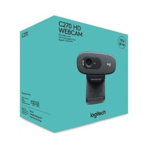 Logitech C270 3.0MP Webcam - Black (960-000694)