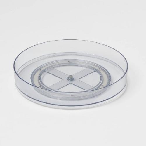 11 Low Plastic Lazy Susan Turn Table Clear - Brightroom™: Kitchen Cabinet Organizer, Polyethylene, Stainless Steel