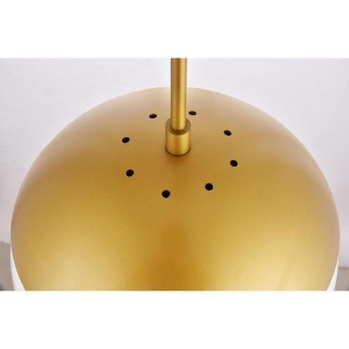 Elegant Lighting Eclipse 1 Light Brass Pendant With Frosted White Glass