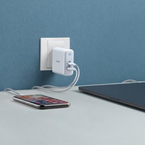 Anker PowerPort  Atom III 45W USB-C / 15W USB-A Dual Port Wall Charger - White and Gray