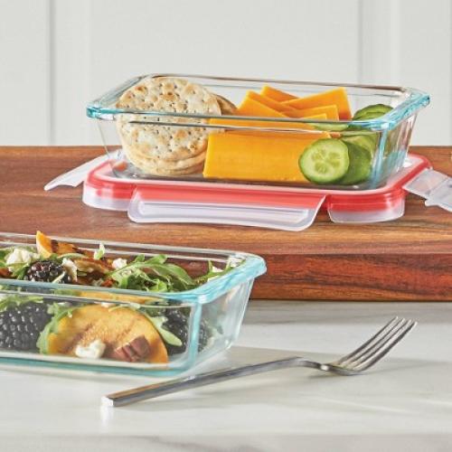 Pyrex Freshlock 2pc Glass Value Pack Rectangle Baking Dish Red