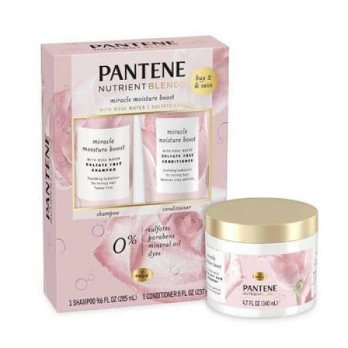 Pantene Sulfate Free Rose Water Shampoo and Conditioner Dual Pack, Nutrient Blends - 17.6 fl oz