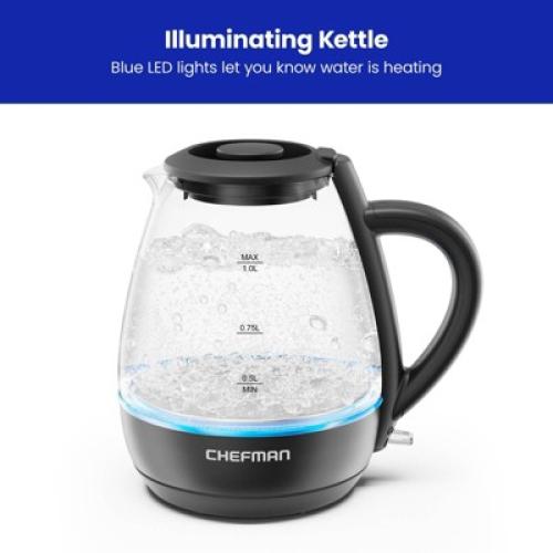 Chefman 1L Rapid-Boil Kettle with Automatic Shutoff - Black