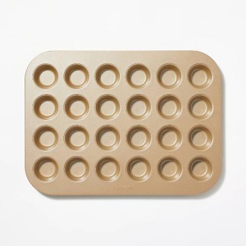 24ct Nonstick Aluminized Steel Mini Muffin Baking Pan Gold - Figmint™