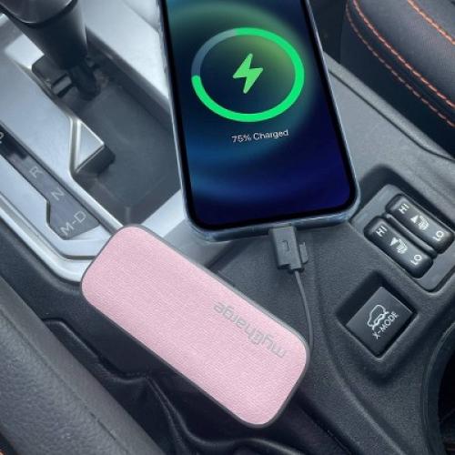 myCharge PowerHub Mini 3000mAh/12W Output Power Bank with Integrated Charging Cables - Pink