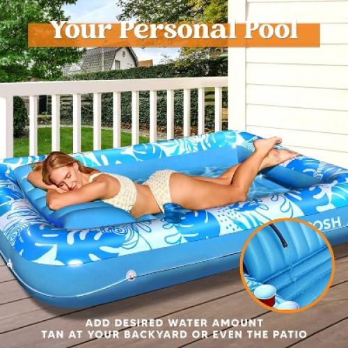 Sloosh Inflatable Tanning Pool Suntan Lounge Lounger Float for Adults Extra Large Suntan Tub Pool Floats Sun Tan Tub -Blue