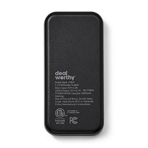 4000mAh Power Bank with Micro USB Cable - dealworthy™ Black