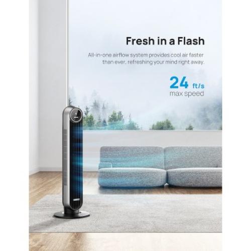 Dreo Nomad 36 Quiet Bladeless Oscillating Tower Fan Black/Silver