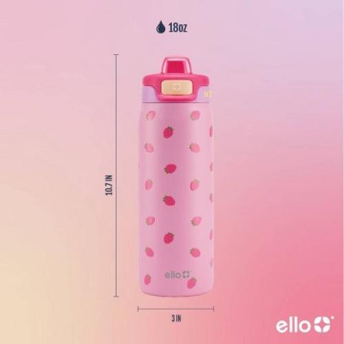 Ello Pop Fill 18oz Stainless Steel Water Bottle Strawberry 3D Print
