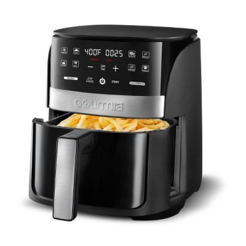 Gourmia Digital 3qt Air Fryer with Guided Cooking Prompts Black/Stainless Steel Finish: 1500W, Dishwasher-Safe Parts❗MAY HAVE MISSING PIECES/NEEDS CLEANING ❗