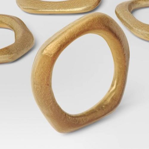 4pk Napkin Rings Brass Finish - Threshold™