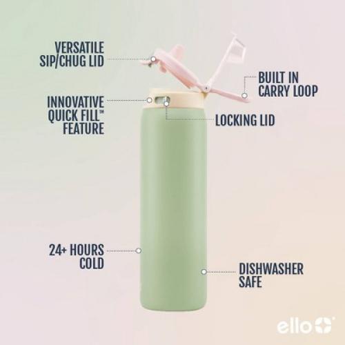 Ello Pop and Fill 22oz Stainless Steel Water Bottle Mint