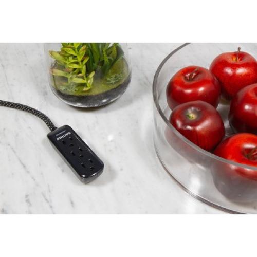 Philips 8' 3-Outlet Grounded Extension Cord - Black