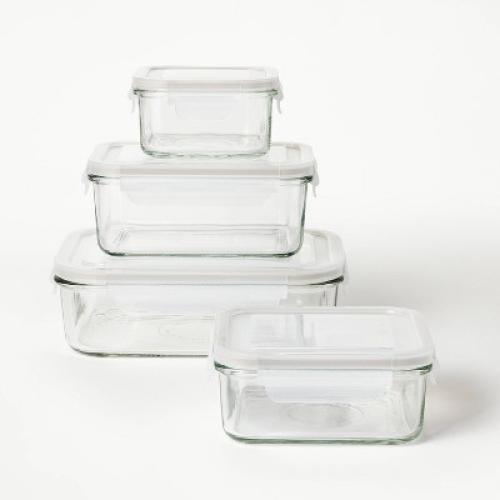 8pc (Set of 4) Glass Food Storage Container Set Clear - Figmint Missing items/accessories