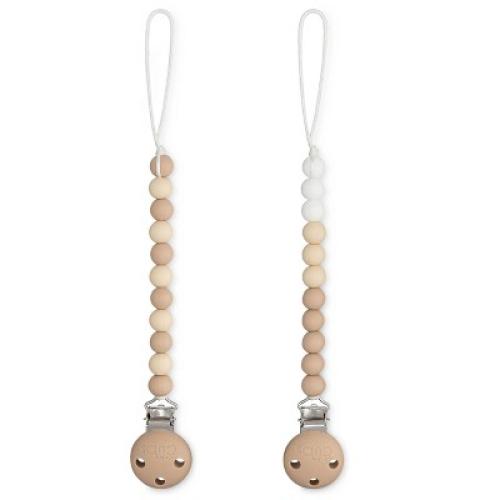 Silicone Pacifier Clips for Boys and Girls by Comfy Cubs (Beige Light Beige & White Pack of 2)