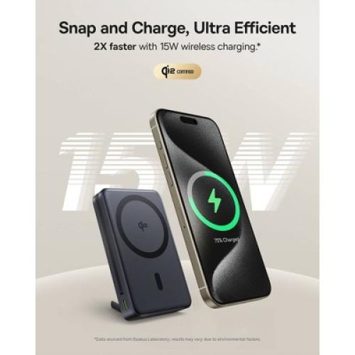 Baseus Nomos Qi2 45W 10000mAh Magnetic Power Bank with Built-In USB-C Cable - Black