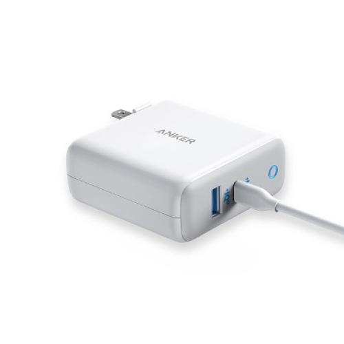 Anker PowerPort  Atom III 45W USB-C / 15W USB-A Dual Port Wall Charger - White and Gray