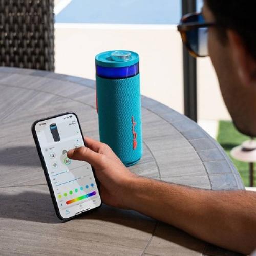 Color Blue JLab Go Party Portable Speaker - Cyan: Bluetooth, Dual Pairing, Waterproof, USB-C Charging