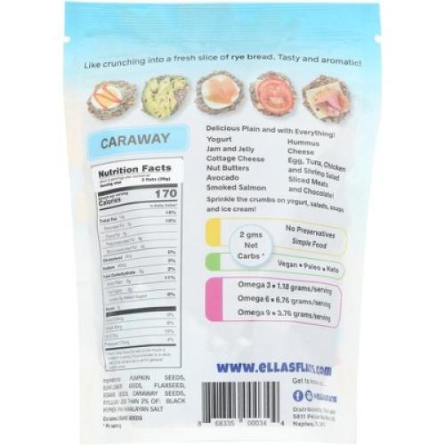2pk Ella's Flats Caraway All Seed Savory Crisps 4.8 oz
