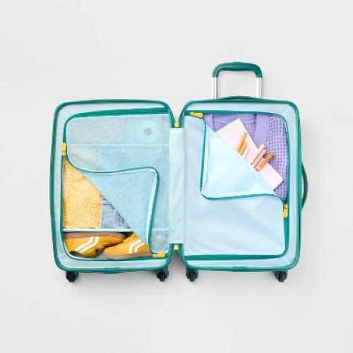 Kids' Hardside Carry On Spinner Suitcase Daisy - Cat & Jack™️ ‼️mild dust and scratches on the outside of the carry on‼️