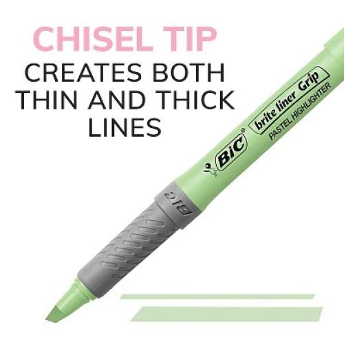 BIC Brite Liner Grip Pastel Highlighters Chisel Tip Assorted Pastel Colors 2 pack.   (GBLDP61S-AST)