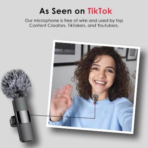 Mini Mic Pro Wireless Microphone for iPhone, Android, Lavalier Microphone for Video Recording