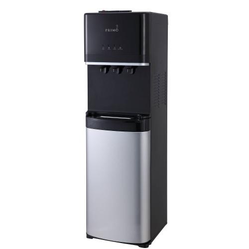 Primo Deluxe Bottom-Load Water Cooler Dispenser with 3-Temperature Settings - Stainless Steel: 5 Gallon, Hot & Cold, Freestanding