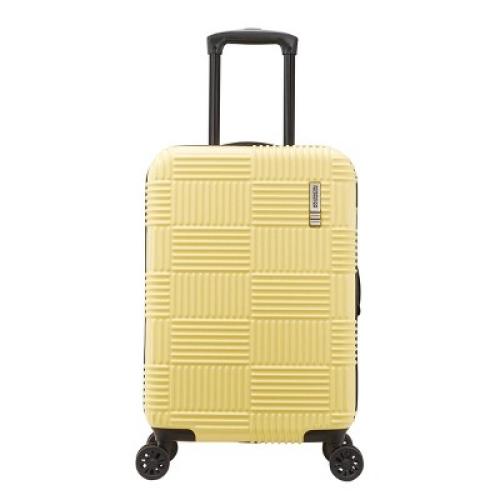 American Tourister NXT Checkered Hardside Carry On Spinner Suitcase - Yellow