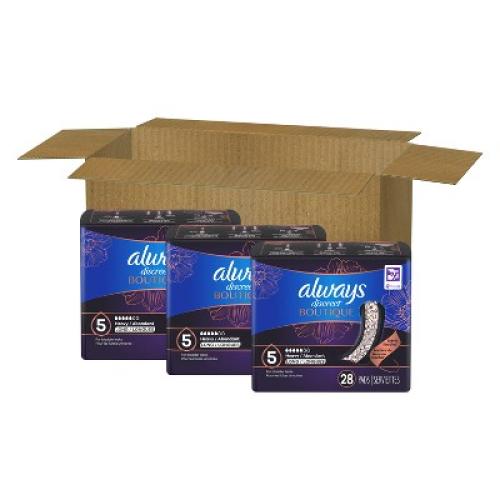 Always Discreet Boutique 5 Drops Incontinence Pads - Heavy - Long Length - 84ct