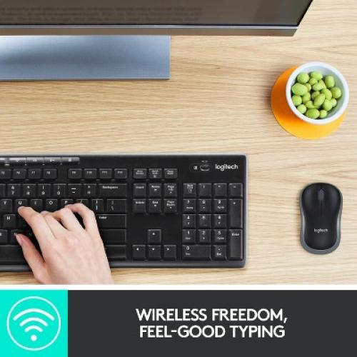 Logitech MK270 Wireless Keyboard and Mouse Combo, Full Size with Media Keys, 2.4 GHz, Compact Mouse, Spill-Resistant, For Windows, Black