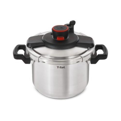T-fal 8qt Pressure Cooker, Clipso Stainless Steel Cookware: Ergonomic Stay-Cool Handle, Dishwasher-Safe, Includes Steamer Basket