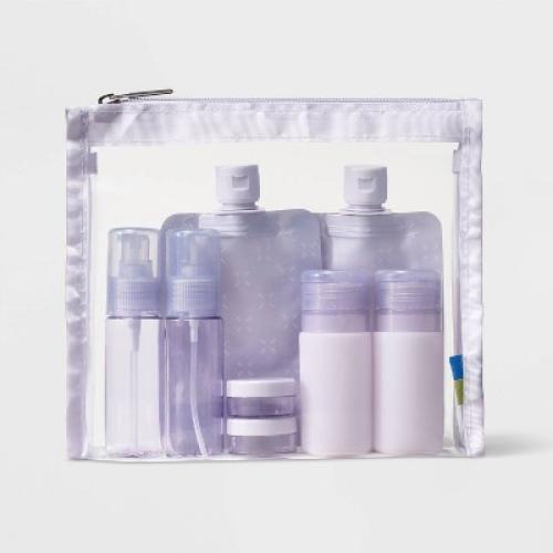 8pc Travel Toiletry Set Thistle - Open Story™️: Portable Beauty Tool Set TWO PIECES MISSING