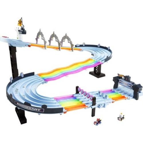 Hot Wheels Nintendo Mario Kart Rainbow Road Raceway Track Set 30 Piece with 2 1:64 Scale Vehicles - Target Exclusive