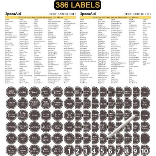 SpaceAid 4 Tier Glass Spice Drawer Organizer with 28 Jars, 386 Labels, for Kitchen Drawers,Black