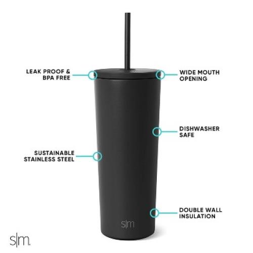 Simple Modern 24oz Classic Tumbler with Straw 2 Tone - Winter White: Insulated Stainless Steel Cup, Dishwasher-Safe