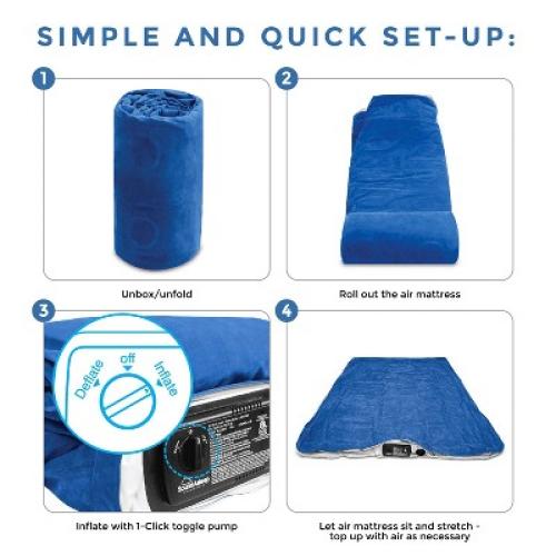SoundAsleep Dream Series Air Mattress with ComfortCoil Technology & Internal High Capacity Pump -  Queen - Blue