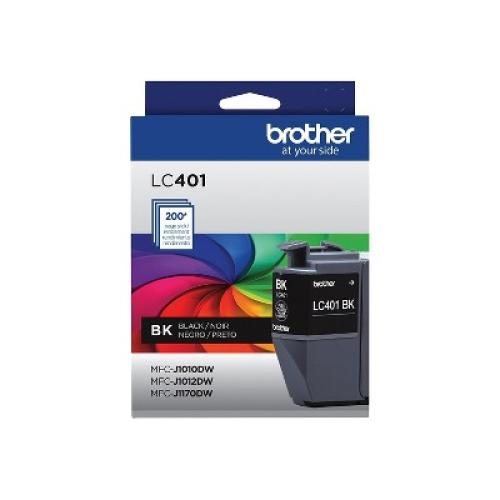 Brother LC401 Black Standard Yield Ink Cartridge Prints Up to 200 Pages (LC401BKS)