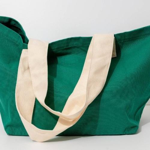 Frasier Sterling Sport Rainbow Logo Tote Bag Cream/Green: Cotton Canvas Handbag