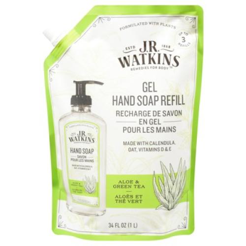J.R. Watkins Aloe Green Tea Gel Hand Soap Refill - Case of 3/34 fz
