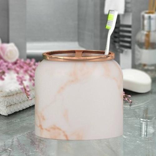 Nu Steel Misty Copper Collection Toothbrush Holder : Microfiber, Machine Washable, Non-Slip Backing