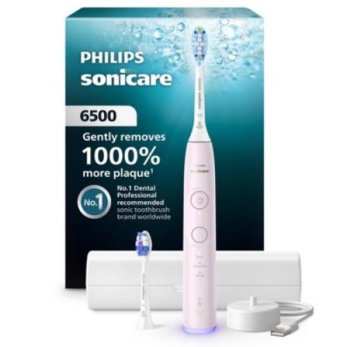 Philips Sonicare 6500 Rechargeable Electric Toothbrush with Travel Case and 2 Brush Heads - Light Pink