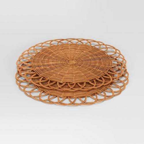 2pk.Woven Looped Rattan chargers - Threshold™