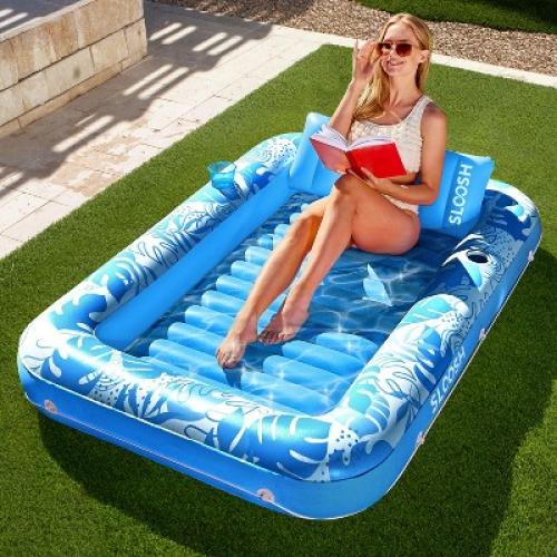 Sloosh Inflatable Tanning Pool Suntan Lounge Lounger Float for Adults Extra Large Suntan Tub Pool Floats Sun Tan Tub -Blue